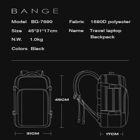 Big Big Bag #0035 - BANGE Large Capacity Laptop Backpack – 15.6" Waterproof Oxford with USB