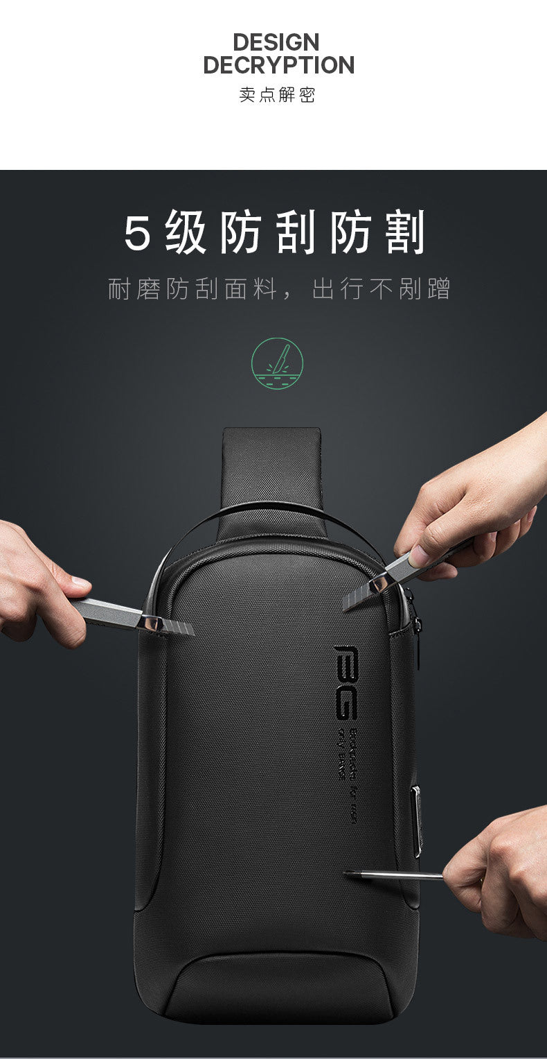 0034 - BANGE Waterproof Crossbody Bag – Multifunction Shoulder & Chest Pack for Men