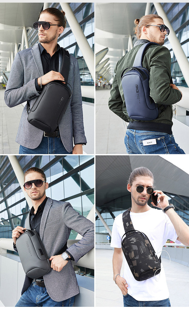 0034 - BANGE Waterproof Crossbody Bag – Multifunction Shoulder & Chest Pack for Men