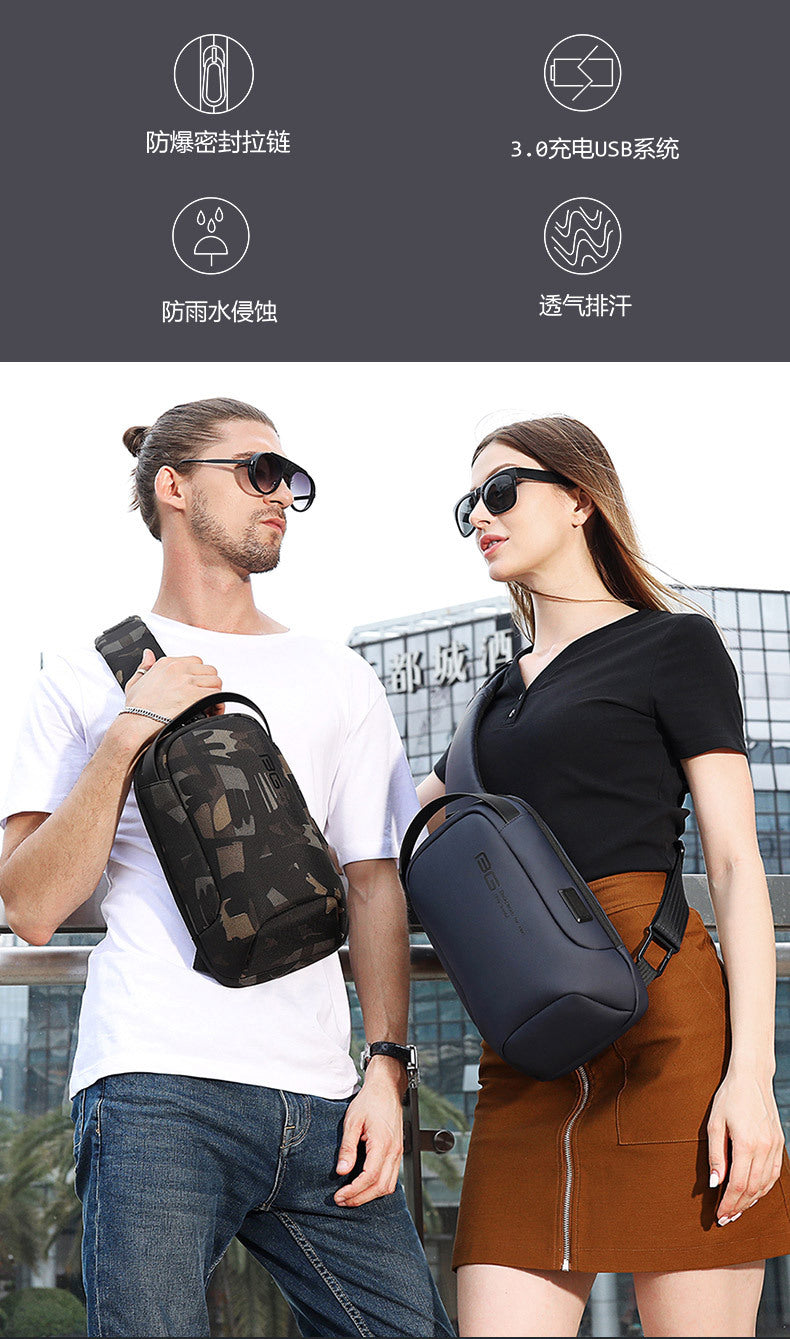 0034 - BANGE Waterproof Crossbody Bag – Multifunction Shoulder & Chest Pack for Men