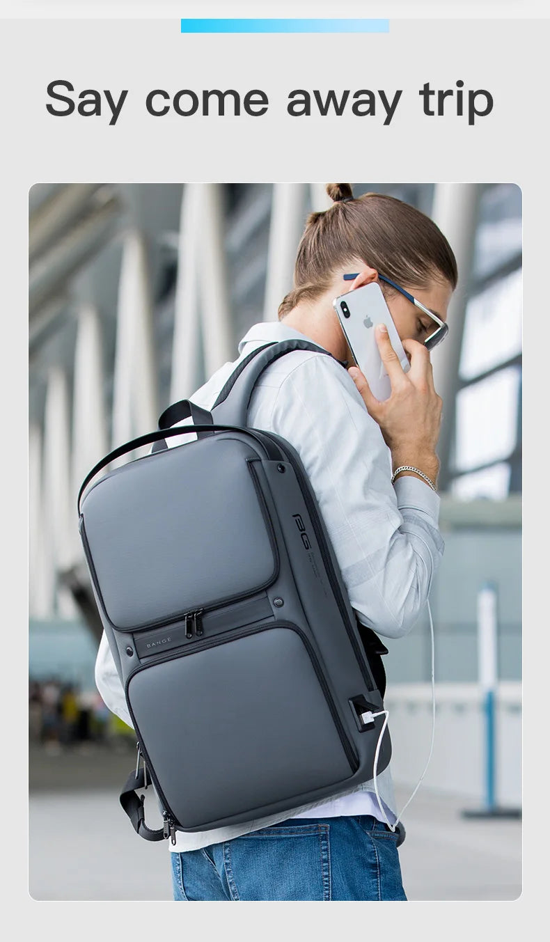 Big Big Bag #0020 - BANGE USB Business Backpack – Fits 15.6" Laptop, Waterproof & Anti-Theft