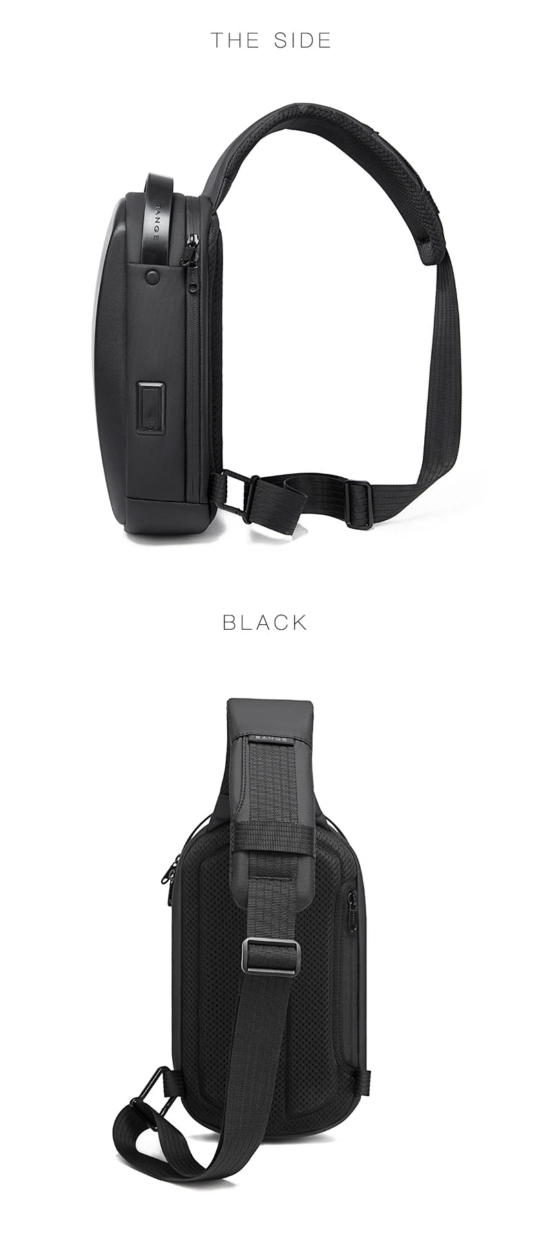 0042 BANGE Crossbody Bag – Waterproof TPU Sling & Messenger Pack with USB Charging for Men