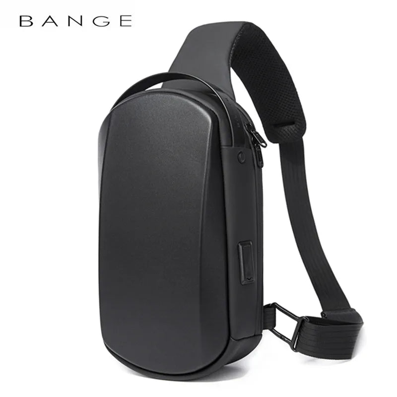 0042 BANGE Crossbody Bag – Waterproof TPU Sling & Messenger Pack with USB Charging for Men