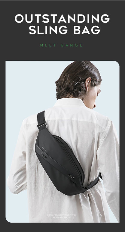 Big Big Bag #0039 - BANGE Large Capacity Waterproof Sling Bag – Multifunction Chest & Waist Pack for Men