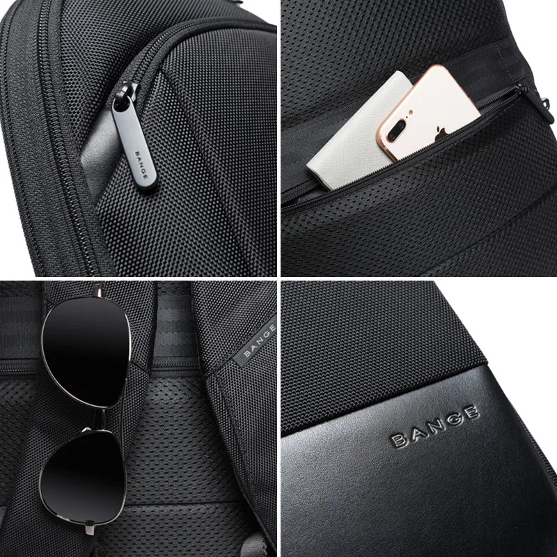 0028 BANGE Waterproof Sling Bag – Men’s Chest Pack with USB Charging, Fits iPad Mini