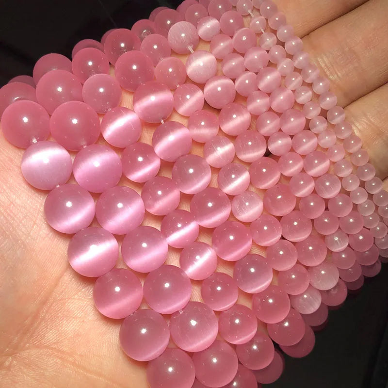 0094 Colorful Cat Eye Beads – Opal Natural Stone Round Glass Spacer Beads for DIY Jewelry Making