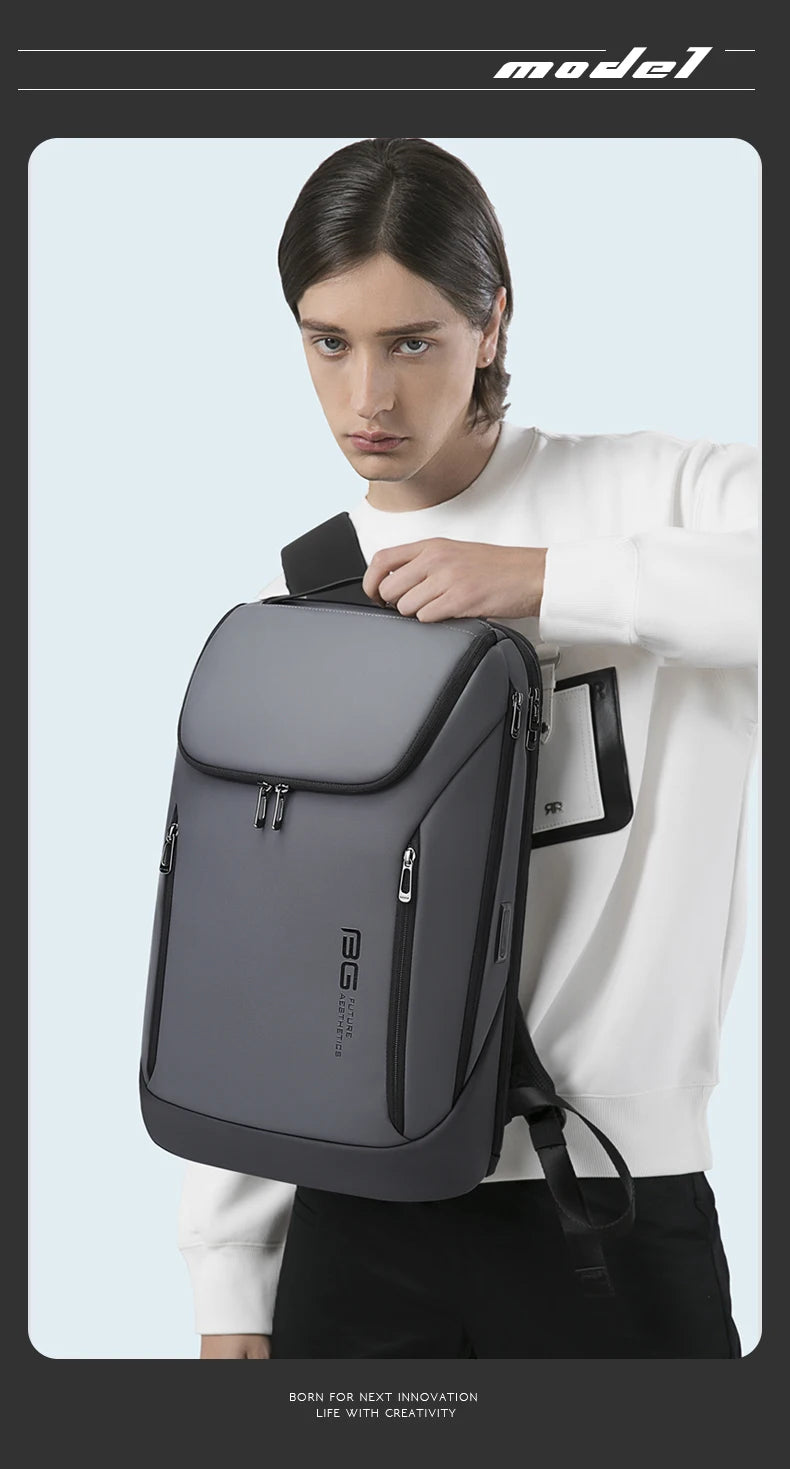 0037 BANGE Business Backpack – Waterproof 15.6 Inch Laptop Bag, Multifunctional Large Capacity Rucksack for Men