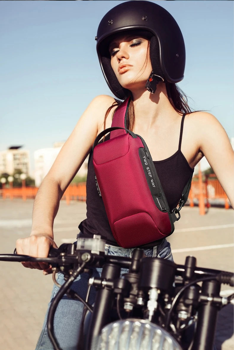 0052 BANGE Chest Bag – Waterproof Anti-Theft Crossbody Sling & Messenger Pack with USB Charging for Men