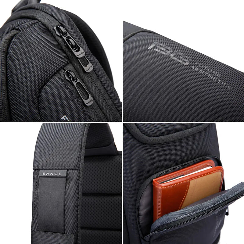 0050 BANGE Crossbody Bag – Waterproof Shoulder & Messenger Chest Pack, Fits 9.7 Inch iPad for Men