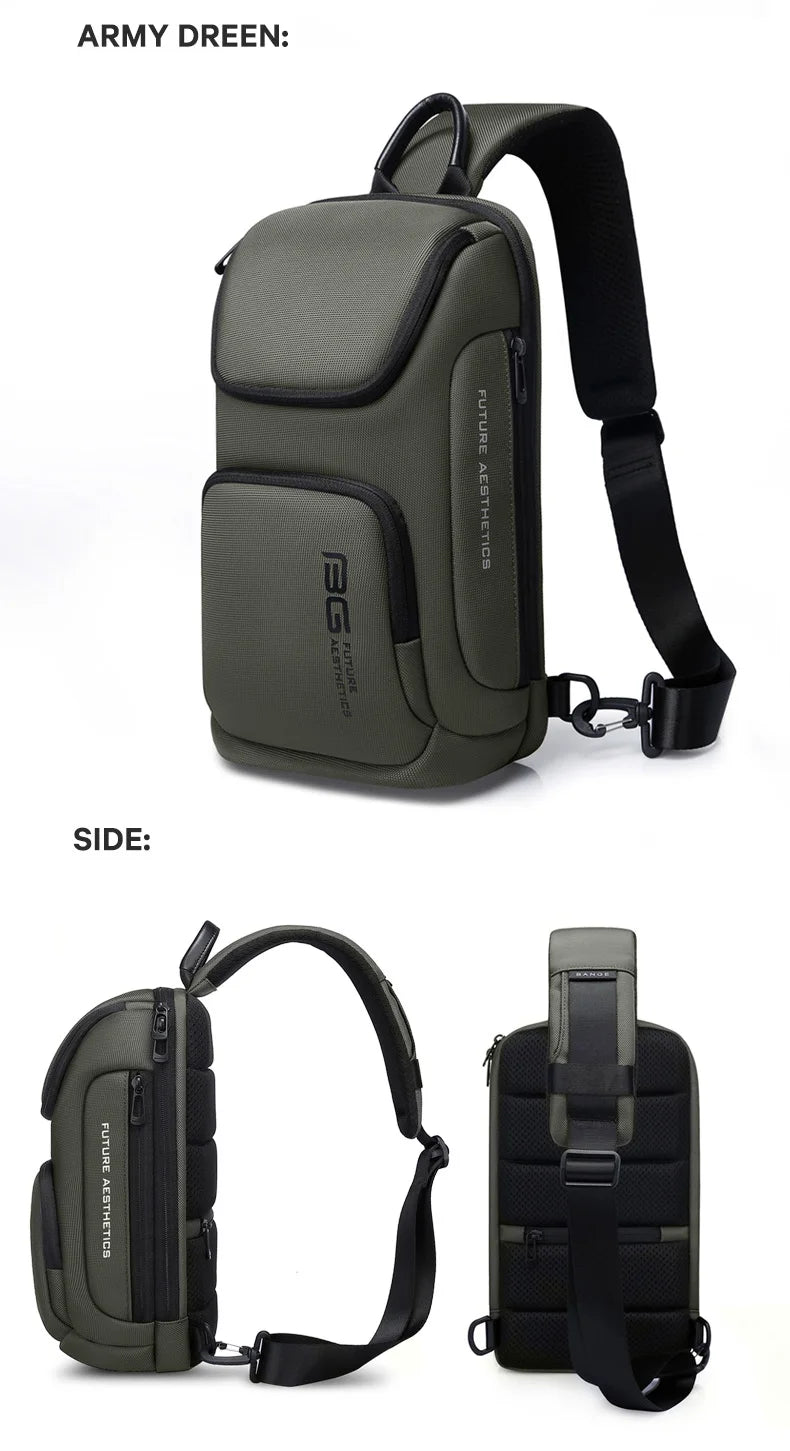 0050 BANGE Crossbody Bag – Waterproof Shoulder & Messenger Chest Pack, Fits 9.7 Inch iPad for Men