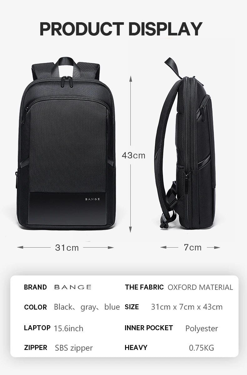 0028 BANGE Waterproof Sling Bag – Men’s Chest Pack with USB Charging, Fits iPad Mini
