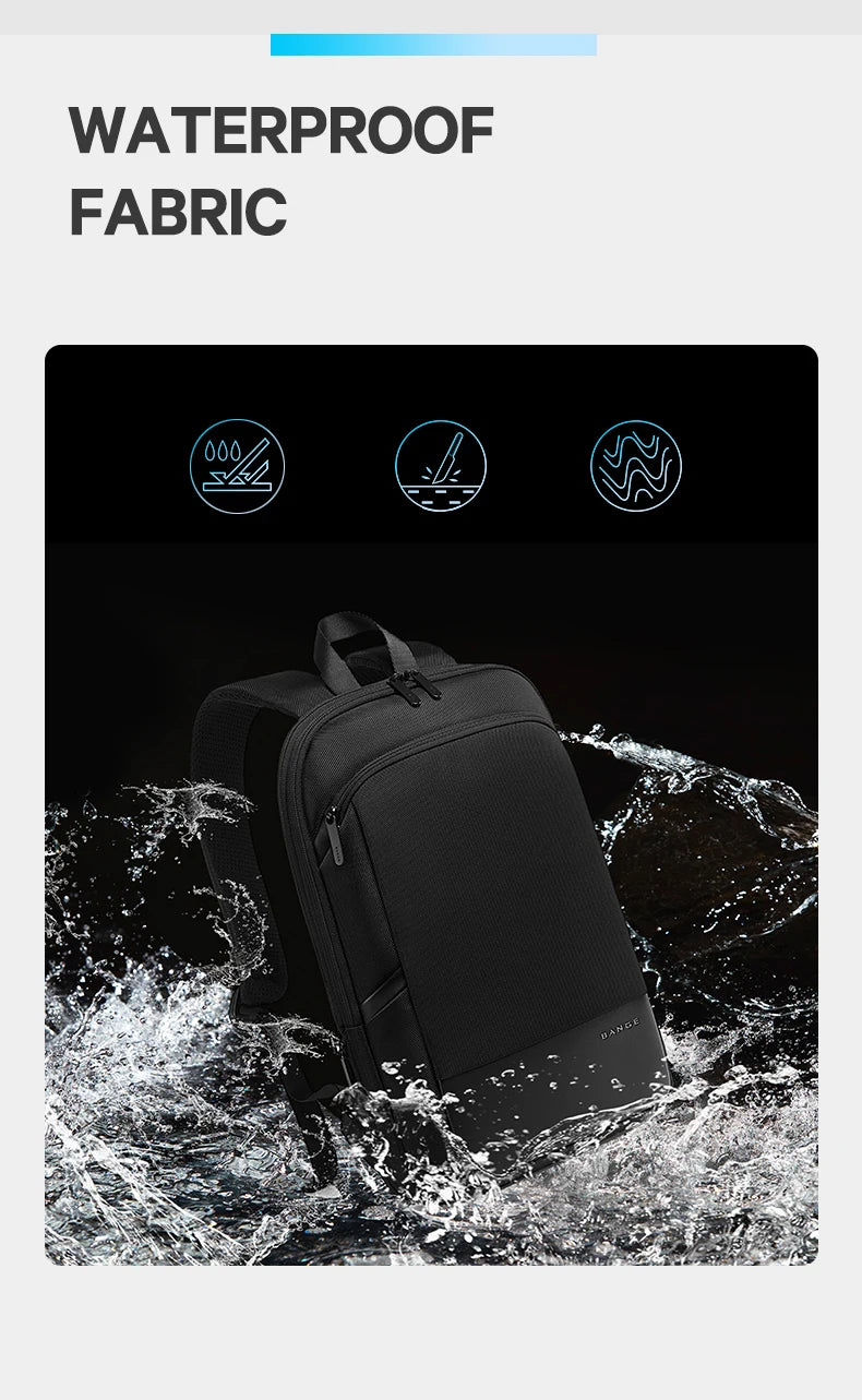 0028 BANGE Waterproof Sling Bag – Men’s Chest Pack with USB Charging, Fits iPad Mini