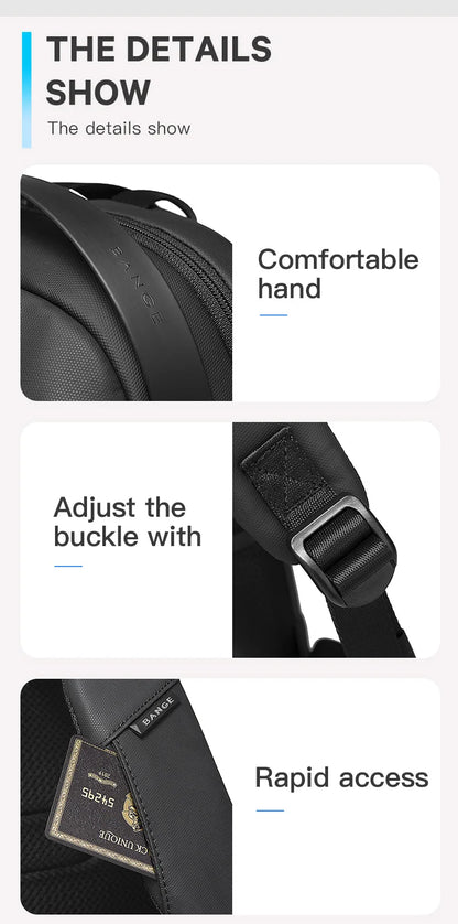 Big Big Bag #0020 - BANGE USB Business Backpack – Fits 15.6" Laptop, Waterproof & Anti-Theft