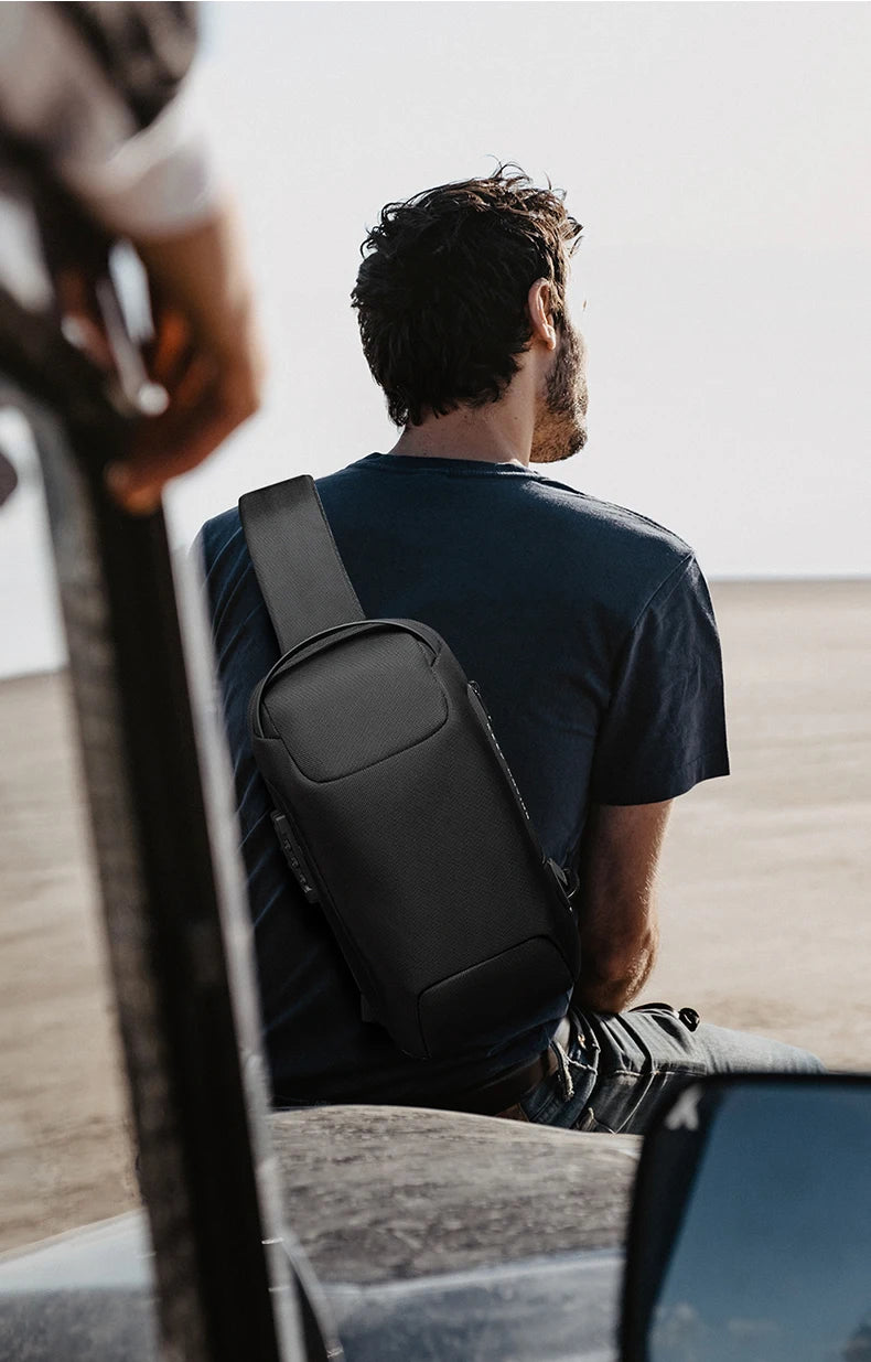 0052 BANGE Chest Bag – Waterproof Anti-Theft Crossbody Sling & Messenger Pack with USB Charging for Men