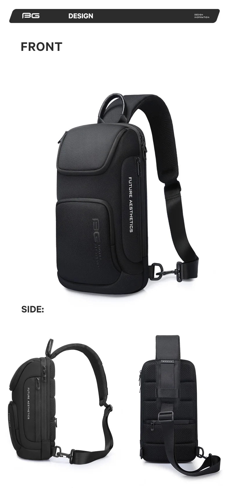 0050 BANGE Crossbody Bag – Waterproof Shoulder & Messenger Chest Pack, Fits 9.7 Inch iPad for Men