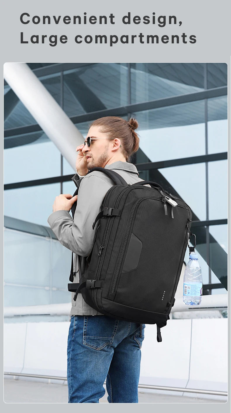 0014 BANGE Expandable Travel Backpack – Waterproof 15.6 Inch Laptop Bag, FAA Approved