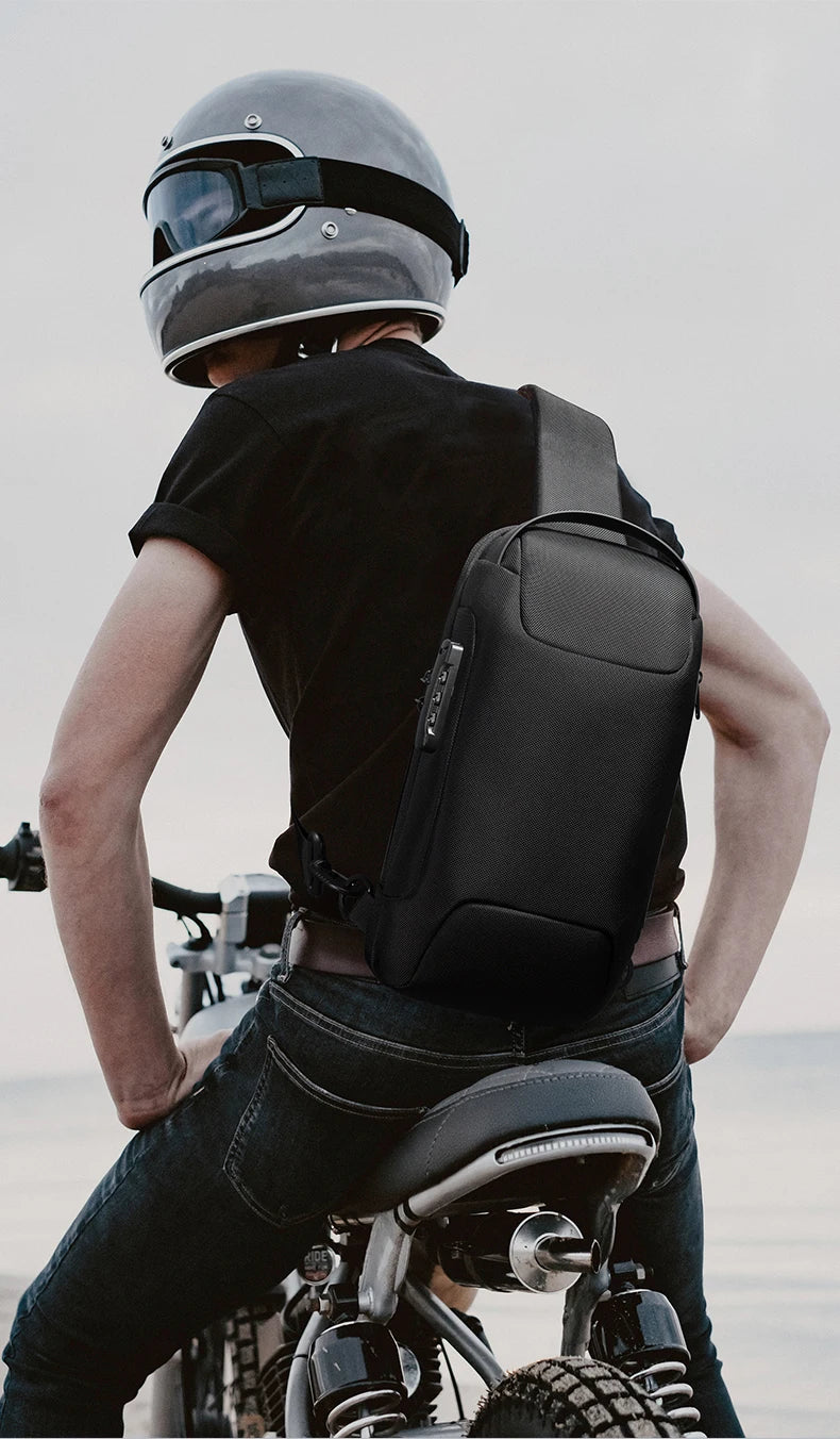 0052 BANGE Chest Bag – Waterproof Anti-Theft Crossbody Sling & Messenger Pack with USB Charging for Men