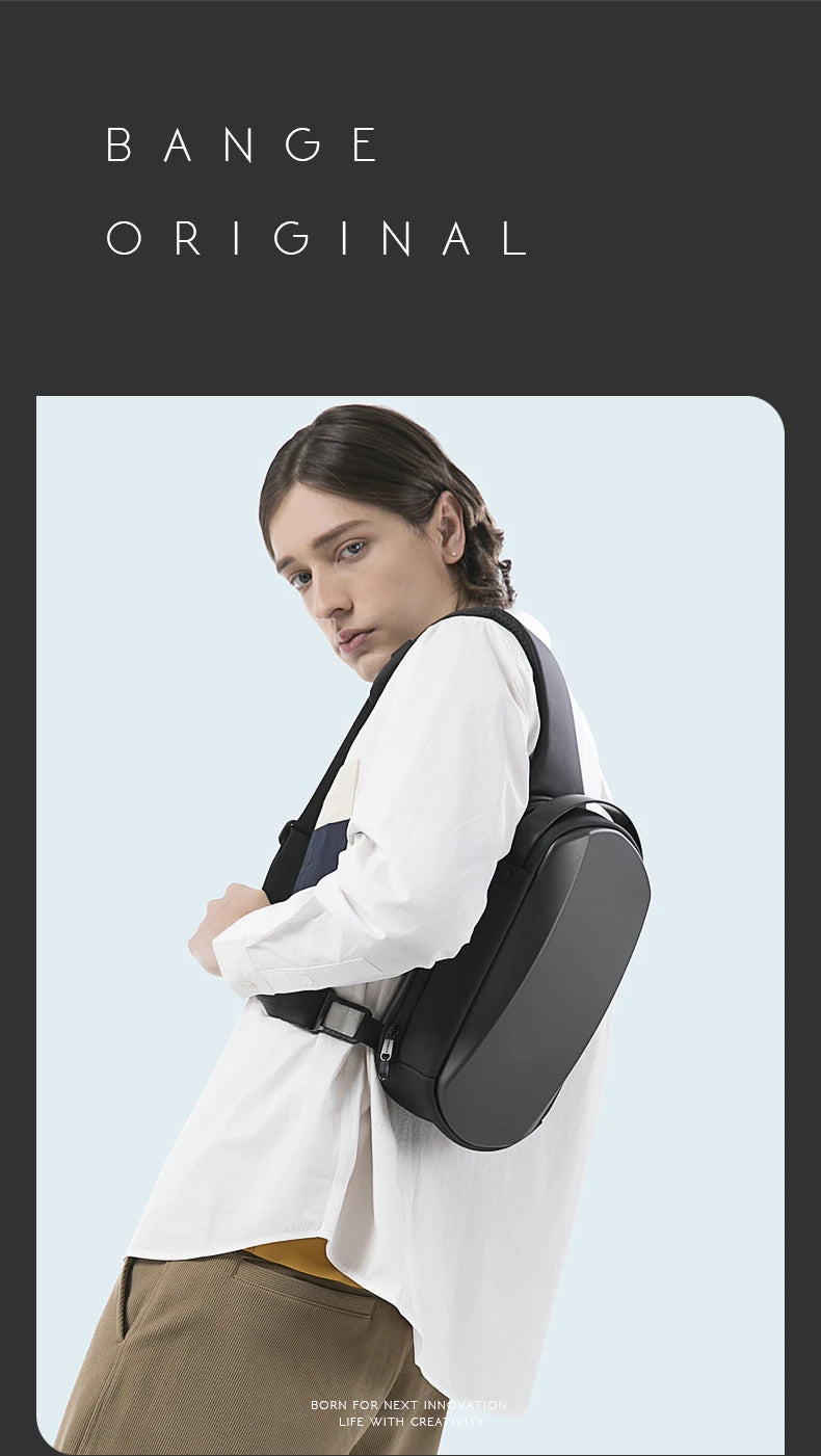 0042 BANGE Crossbody Bag – Waterproof TPU Sling & Messenger Pack with USB Charging for Men