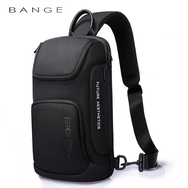 0050 BANGE Crossbody Bag – Waterproof Shoulder & Messenger Chest Pack, Fits 9.7 Inch iPad for Men