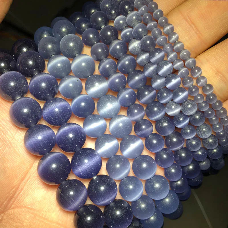 0094 Colorful Cat Eye Beads – Opal Natural Stone Round Glass Spacer Beads for DIY Jewelry Making
