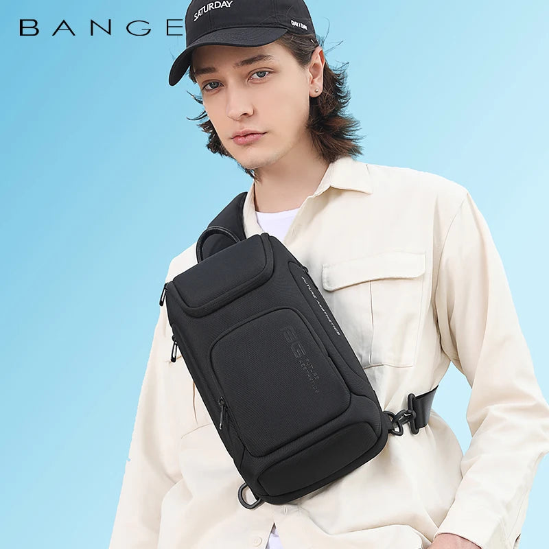0050 BANGE Crossbody Bag – Waterproof Shoulder & Messenger Chest Pack, Fits 9.7 Inch iPad for Men
