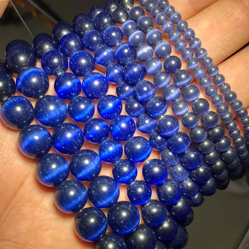 0094 Colorful Cat Eye Beads – Opal Natural Stone Round Glass Spacer Beads for DIY Jewelry Making