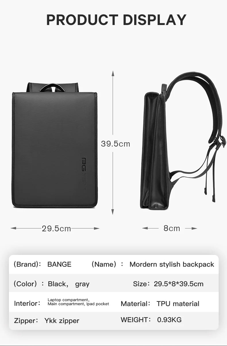 0008 BANGE Men’s Backpack – Waterproof 14.1 Inch Laptop Bag for Business, School & Travel