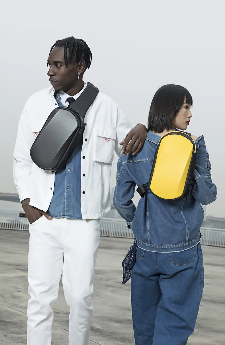 0042 BANGE Crossbody Bag – Waterproof TPU Sling & Messenger Pack with USB Charging for Men