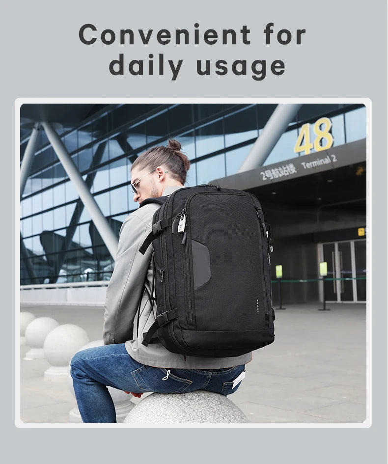0014 BANGE Expandable Travel Backpack – Waterproof 15.6 Inch Laptop Bag, FAA Approved