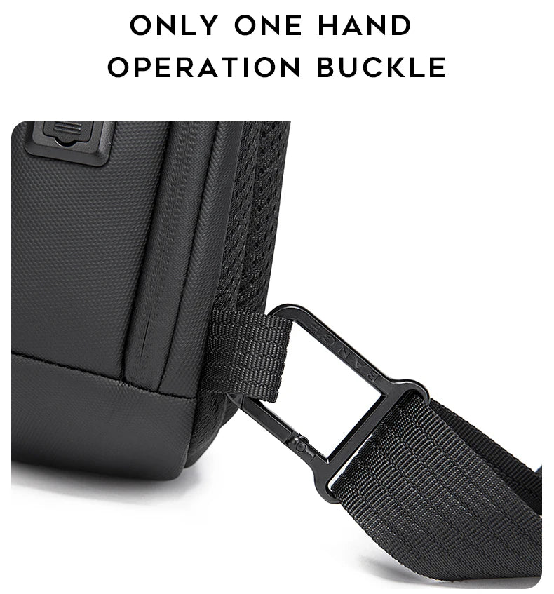 0042 BANGE Crossbody Bag – Waterproof TPU Sling & Messenger Pack with USB Charging for Men