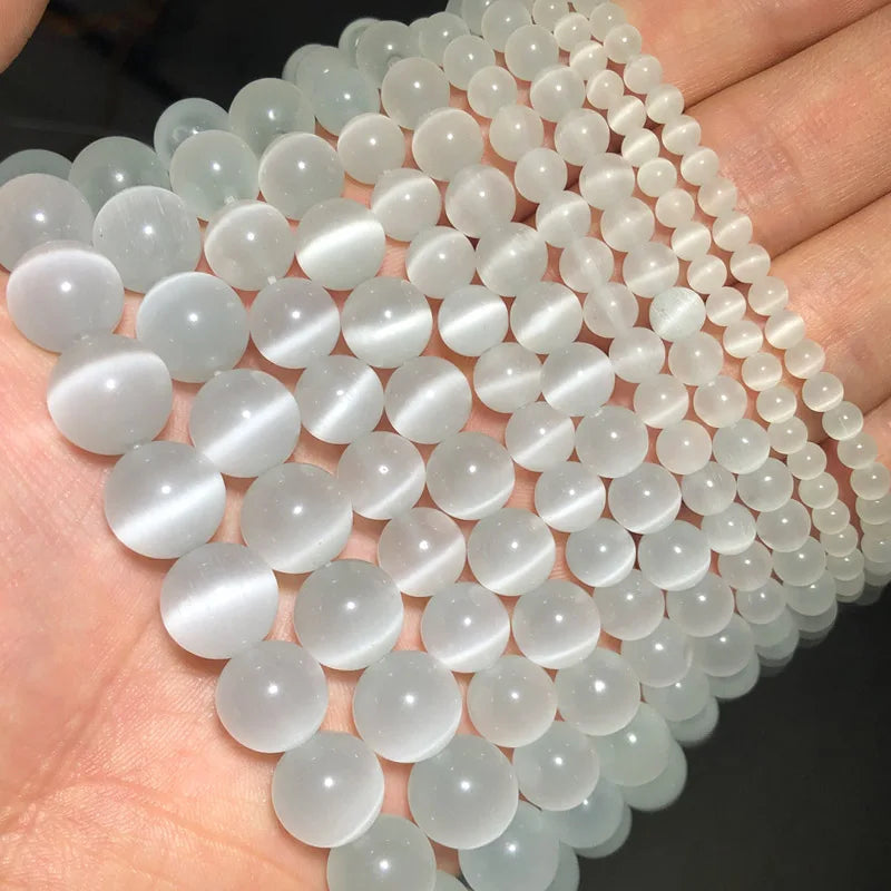 0094 Colorful Cat Eye Beads – Opal Natural Stone Round Glass Spacer Beads for DIY Jewelry Making