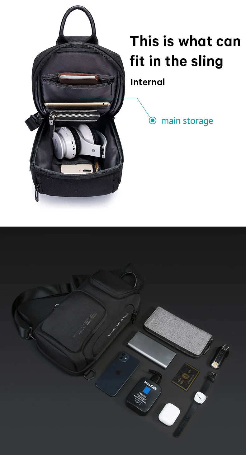0050 BANGE Crossbody Bag – Waterproof Shoulder & Messenger Chest Pack, Fits 9.7 Inch iPad for Men