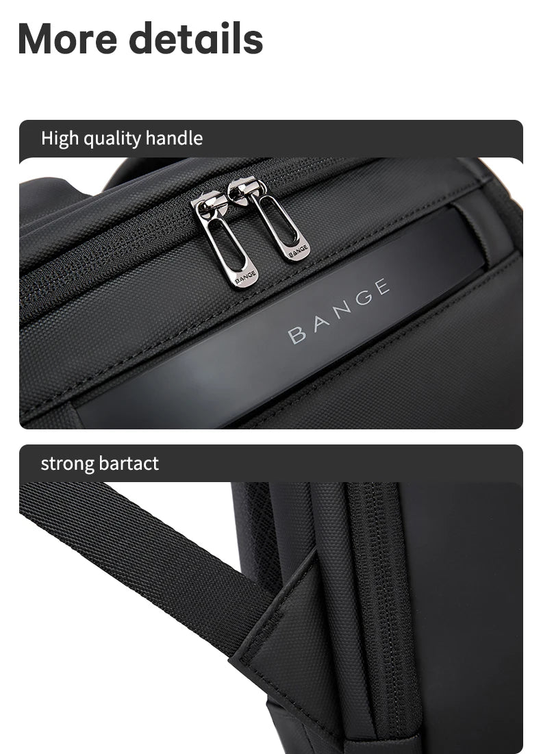 0037 BANGE Business Backpack – Waterproof 15.6 Inch Laptop Bag, Multifunctional Large Capacity Rucksack for Men