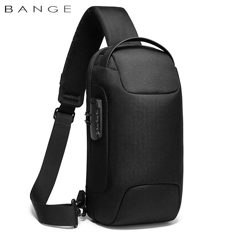 0052 BANGE Chest Bag – Waterproof Anti-Theft Crossbody Sling & Messenger Pack with USB Charging for Men