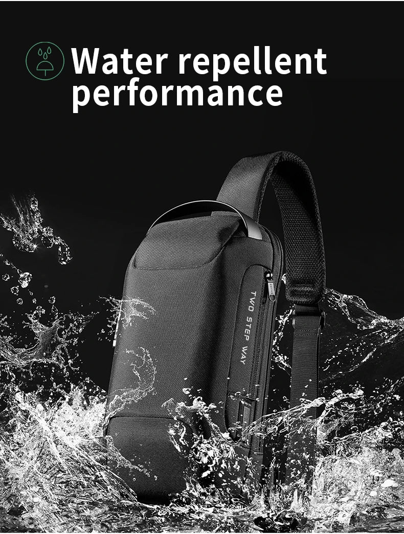 0052 BANGE Chest Bag – Waterproof Anti-Theft Crossbody Sling & Messenger Pack with USB Charging for Men