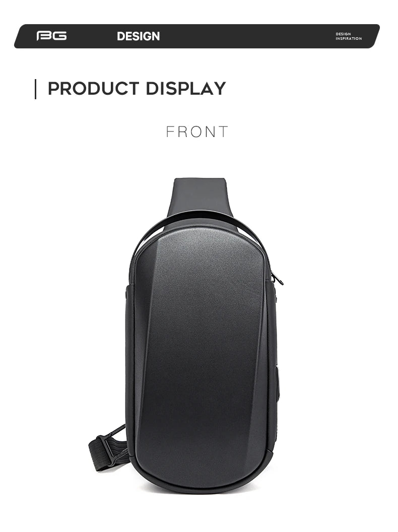 0042 BANGE Crossbody Bag – Waterproof TPU Sling & Messenger Pack with USB Charging for Men