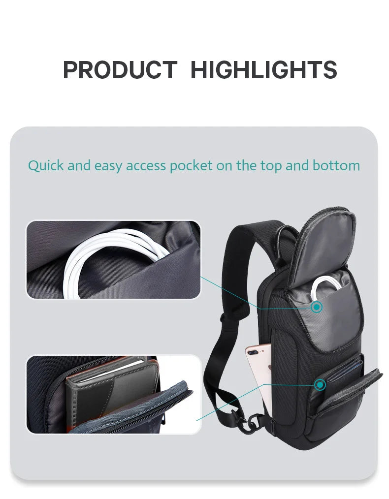 0050 BANGE Crossbody Bag – Waterproof Shoulder & Messenger Chest Pack, Fits 9.7 Inch iPad for Men