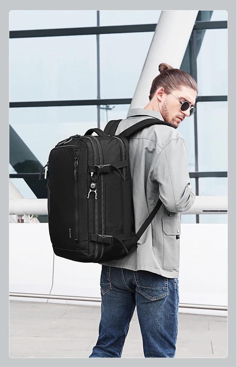 0014 BANGE Expandable Travel Backpack – Waterproof 15.6 Inch Laptop Bag, FAA Approved