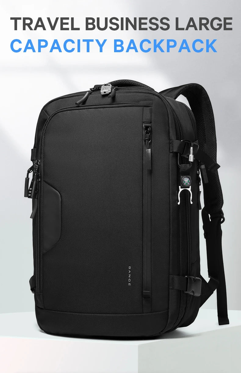 0014 BANGE Expandable Travel Backpack – Waterproof 15.6 Inch Laptop Bag, FAA Approved