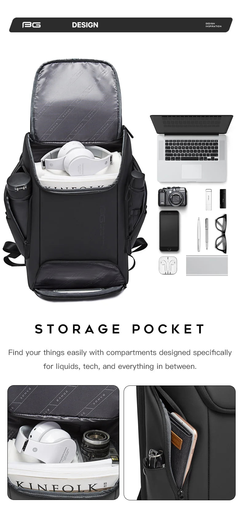 0011 BANGE Laptop Backpack – Waterproof Multifunctional Business & Daily Work Bag, Large Capacity