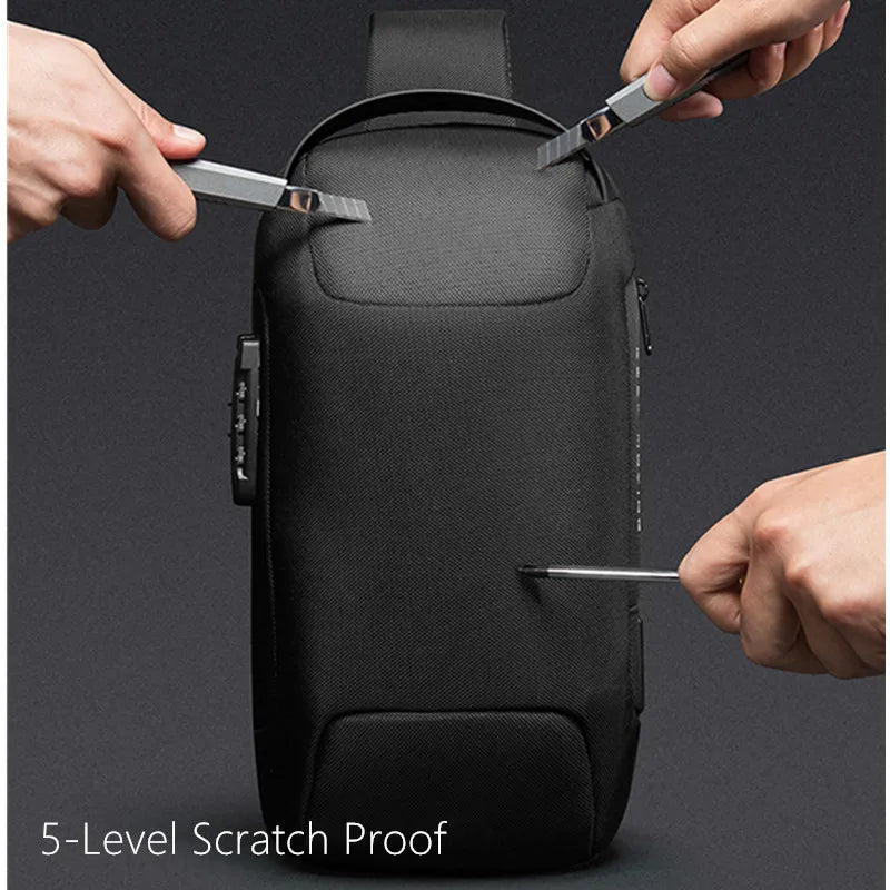 0052 BANGE Chest Bag – Waterproof Anti-Theft Crossbody Sling & Messenger Pack with USB Charging for Men