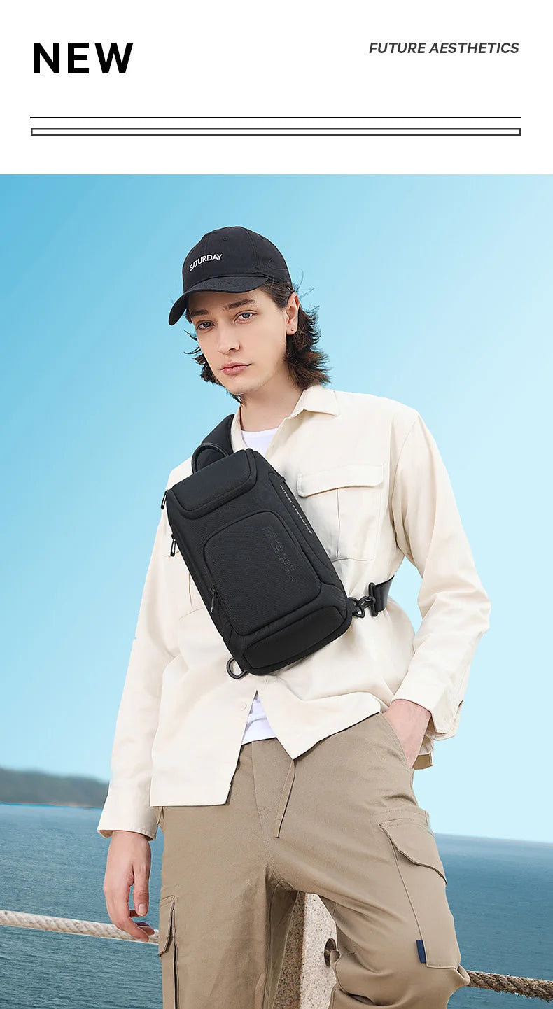 0050 BANGE Crossbody Bag – Waterproof Shoulder & Messenger Chest Pack, Fits 9.7 Inch iPad for Men