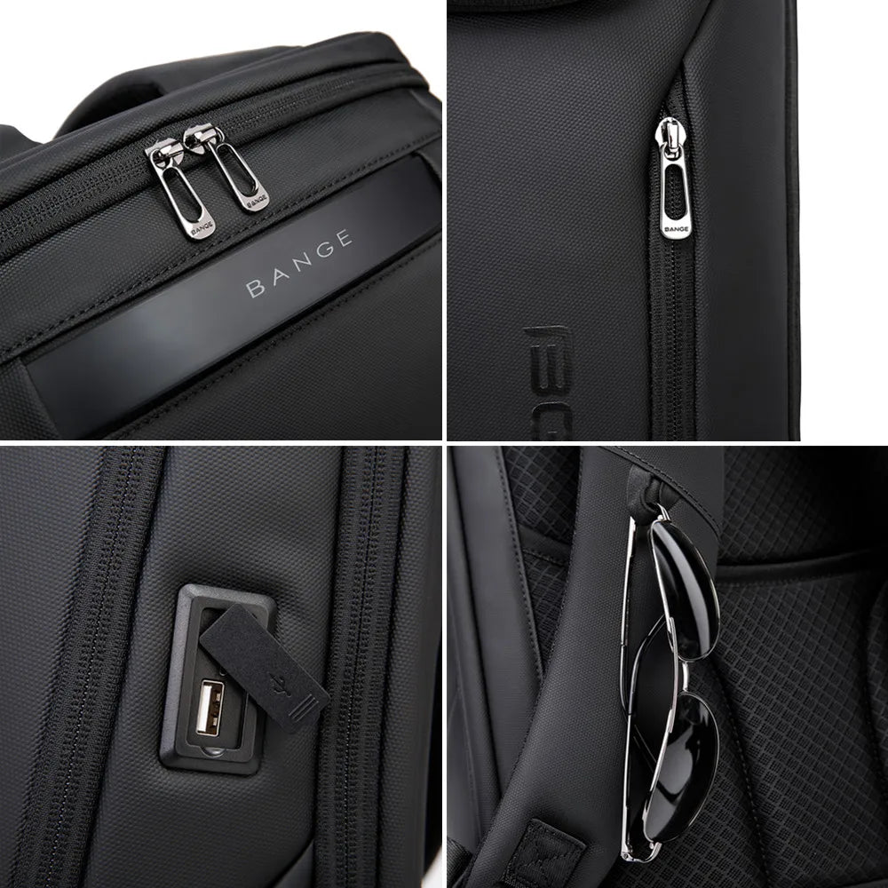 0019 BANGE Laptop Backpack – Waterproof 17 Inch Bag with USB Charging, Business & Travel