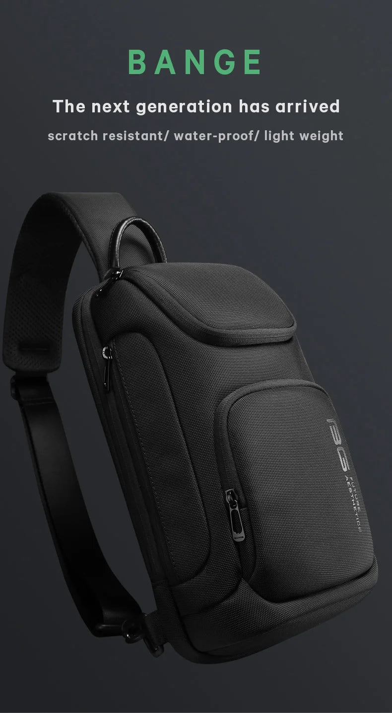 0050 BANGE Crossbody Bag – Waterproof Shoulder & Messenger Chest Pack, Fits 9.7 Inch iPad for Men