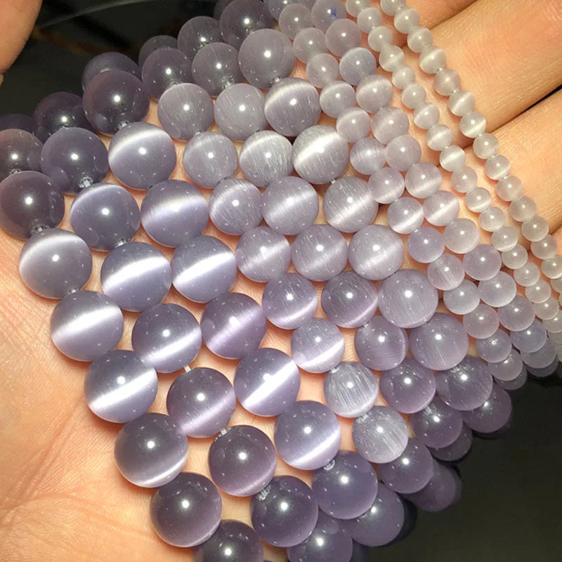 0094 Colorful Cat Eye Beads – Opal Natural Stone Round Glass Spacer Beads for DIY Jewelry Making