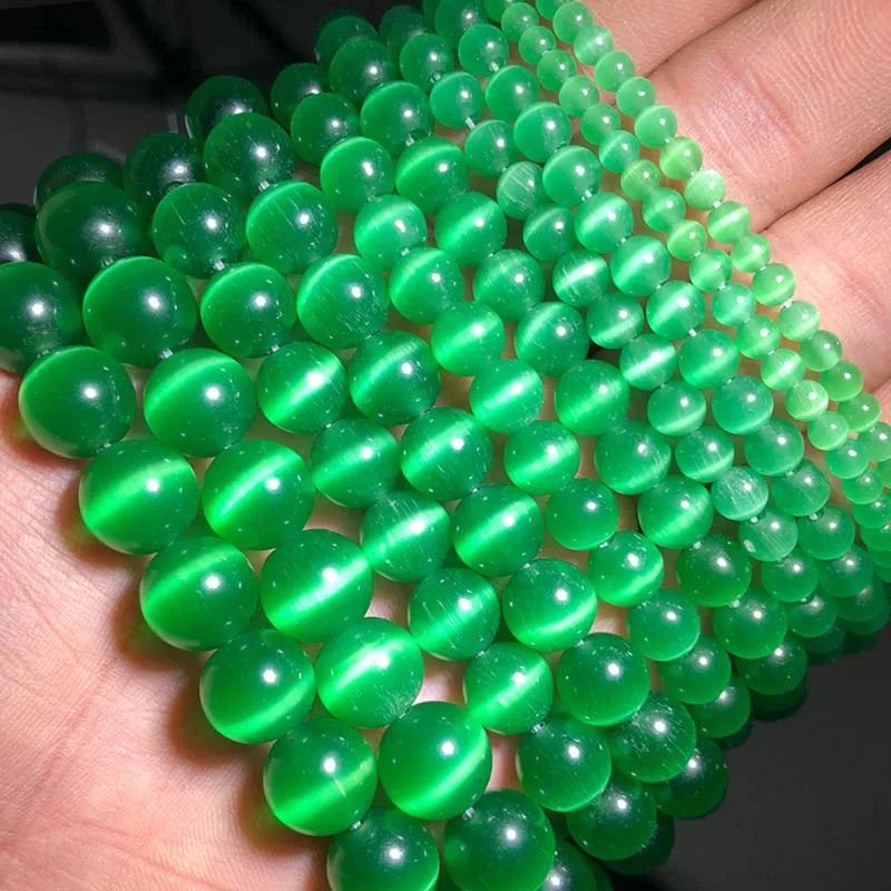 0094 Colorful Cat Eye Beads – Opal Natural Stone Round Glass Spacer Beads for DIY Jewelry Making