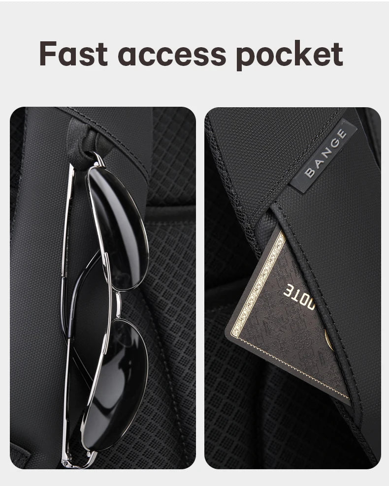 0019 BANGE Laptop Backpack – Waterproof 17 Inch Bag with USB Charging, Business & Travel