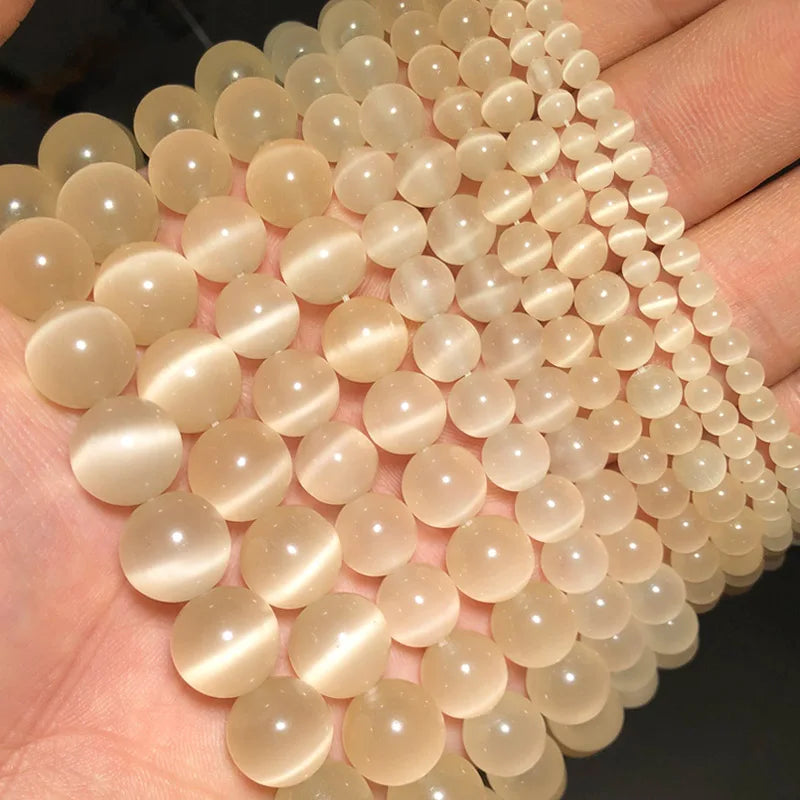 0094 Colorful Cat Eye Beads – Opal Natural Stone Round Glass Spacer Beads for DIY Jewelry Making