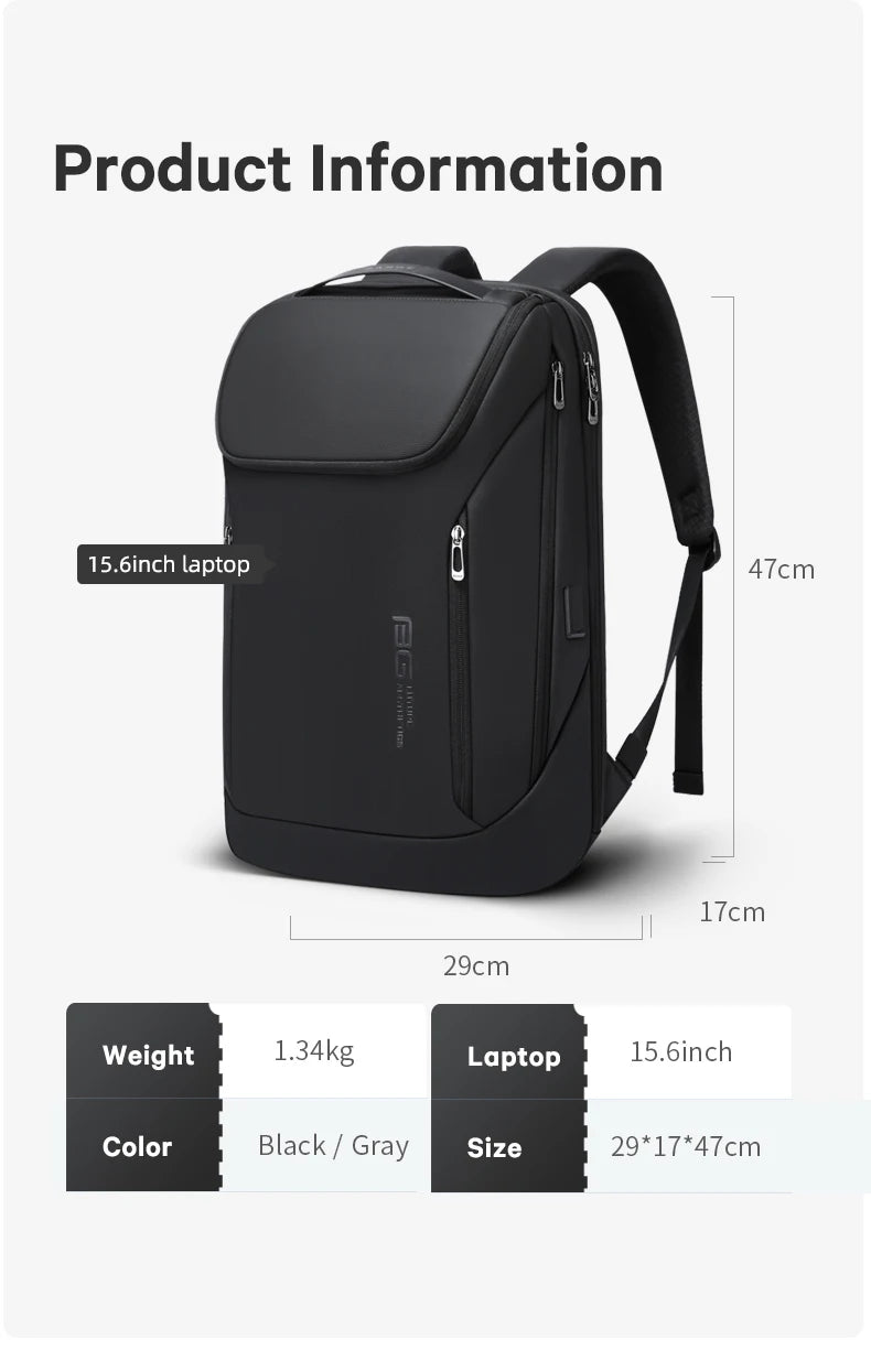 0019 BANGE Laptop Backpack – Waterproof 17 Inch Bag with USB Charging, Business & Travel