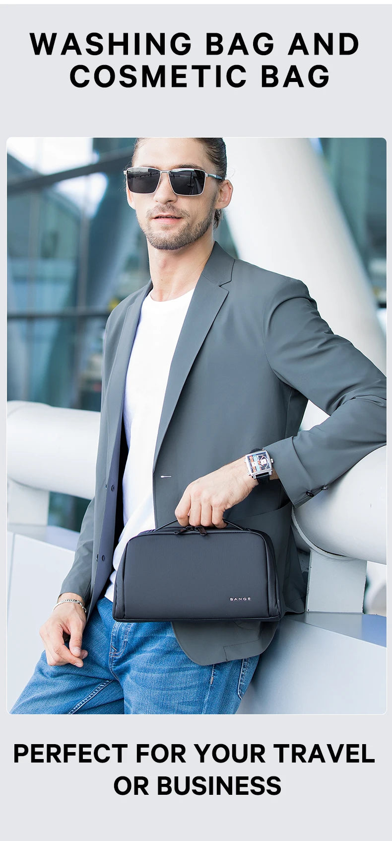 0013 BANGE Toiletry Bag – Waterproof Oxford Fabric Hanging Travel Organizer for Men & Women